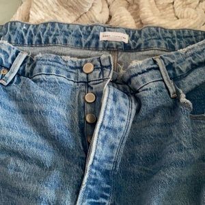 Size 18 boy style jeans with ankle slit hem. Light wash very lightly worn.